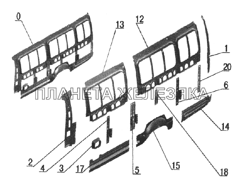 Каркас левой боковины (2705-5401051) ГАЗ-2705, 3221 (куз. детали)